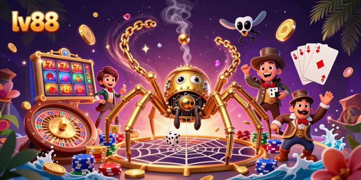 Engage with the thrilling world of lv88 slots and jackpots amidst a fun digital casino setting.