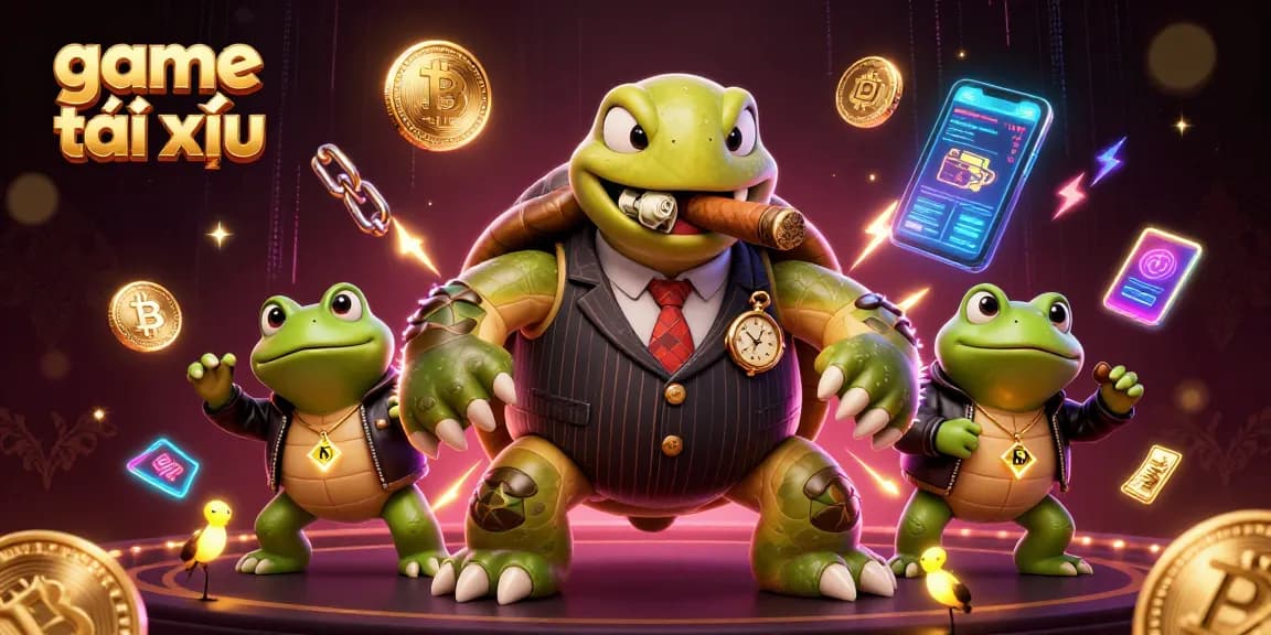 Engage in game tài xỉu with a lively scene featuring animated characters and vibrant casino elements.
