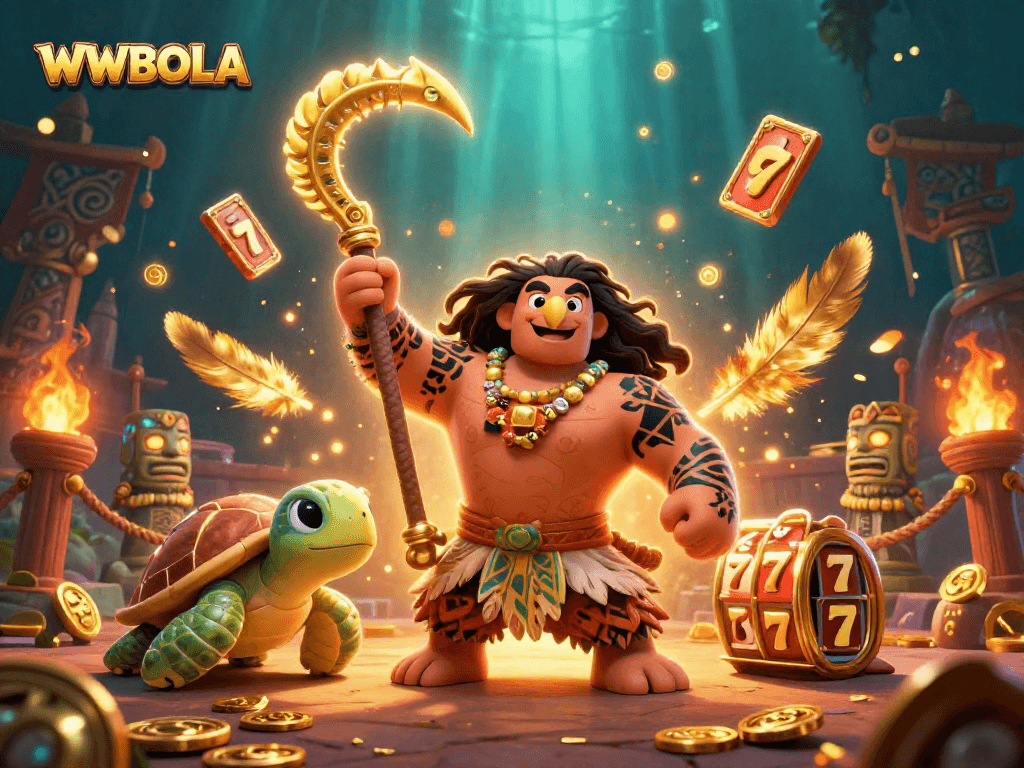 Nikmati keseruan permainan slot di WWBOLA dengan simbol jackpot dan koin emas berterbangan.