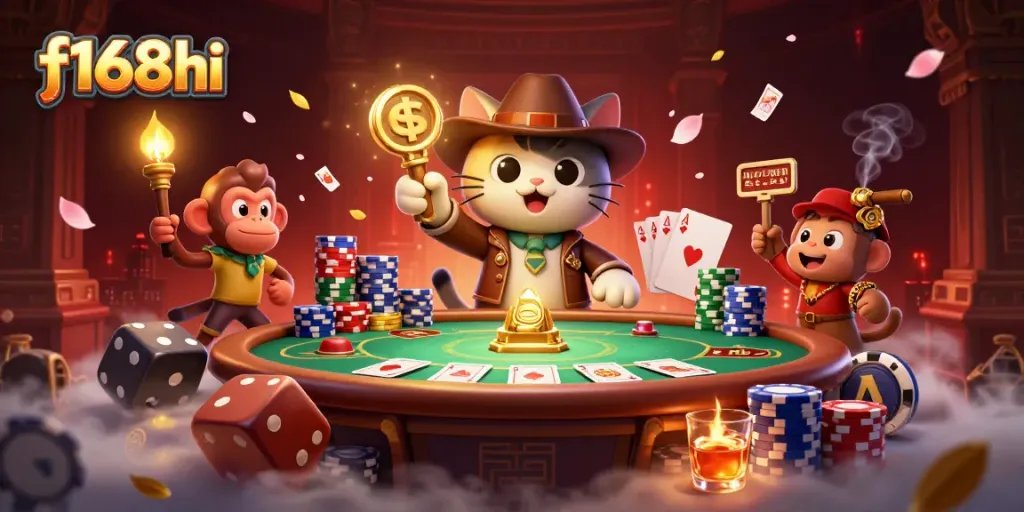 Explore the thrilling world of f168hi with a dynamic casino adventure featuring treasure-seeking characters.