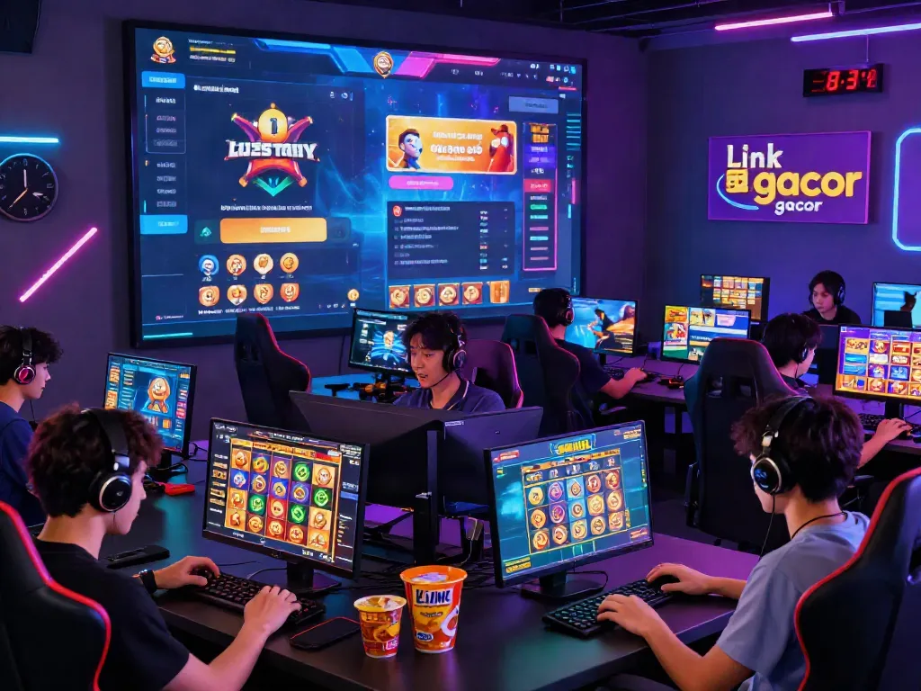Exciting gaming scene highlighting players engaging with link slot gacor on a modern platform.
