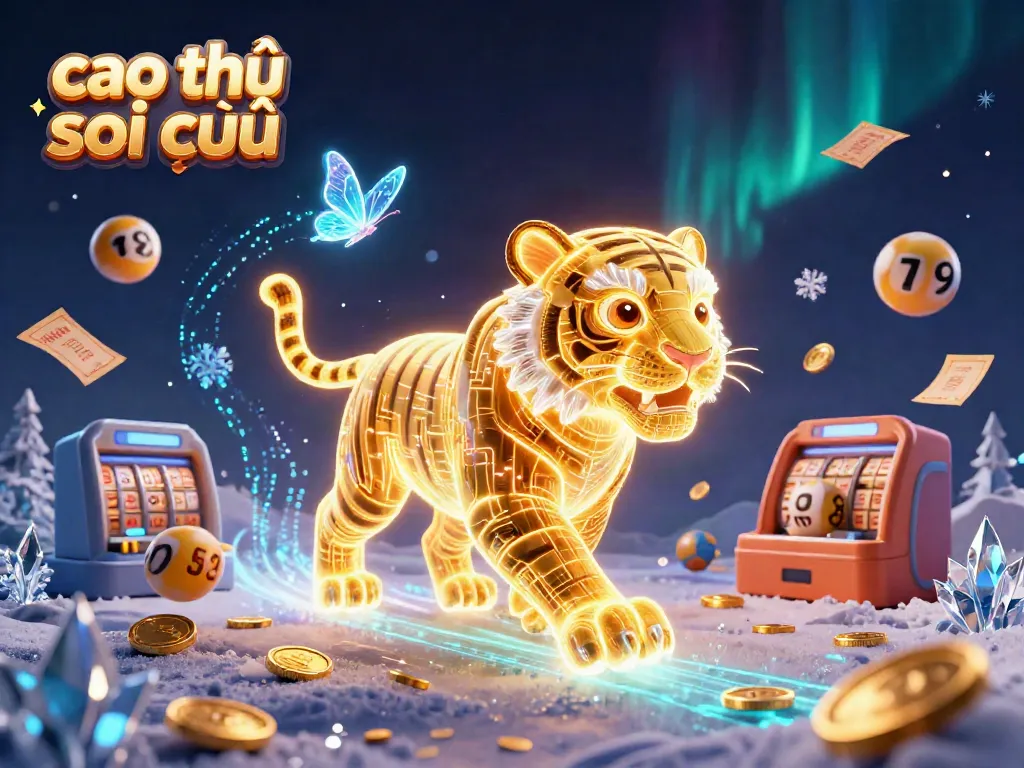 Cao thủ soi cầu visualizes winning lottery ticket strategies, surrounded by dynamic lottery elements.