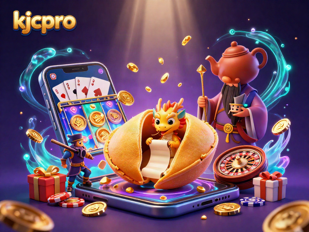 Engage with kjcpro and win big at the slots with vibrant 3D fortune cookie and dragon.