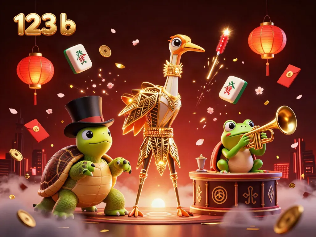 Engage with 123 b at a vibrant casino scene featuring lively characters and exciting elements.