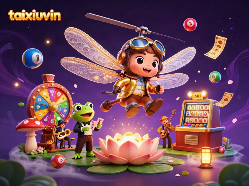 Experience thrilling gameplay at taixiuvin with vibrant casino elements and animated characters in an engaging 3D scene.