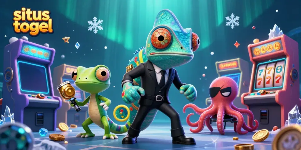 Experience situs togel with engaging game characters and vibrant jackpot symbols in a rich 3D scene.