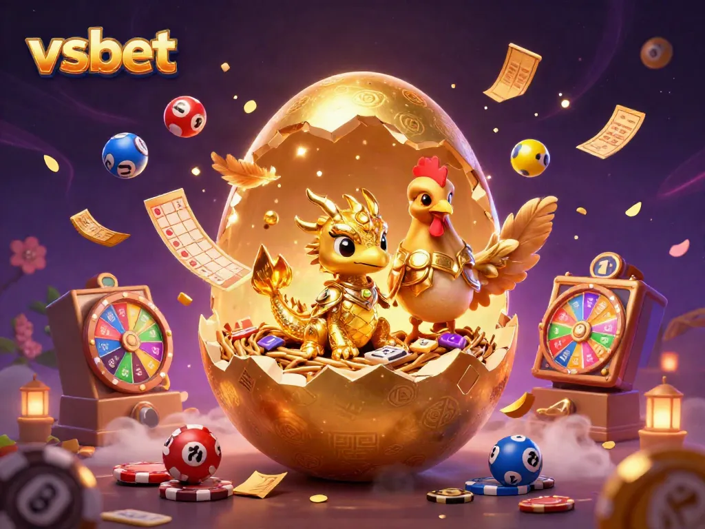 Experience exciting moments in gambling with vsbet, featuring a golden dragon and lottery elements.