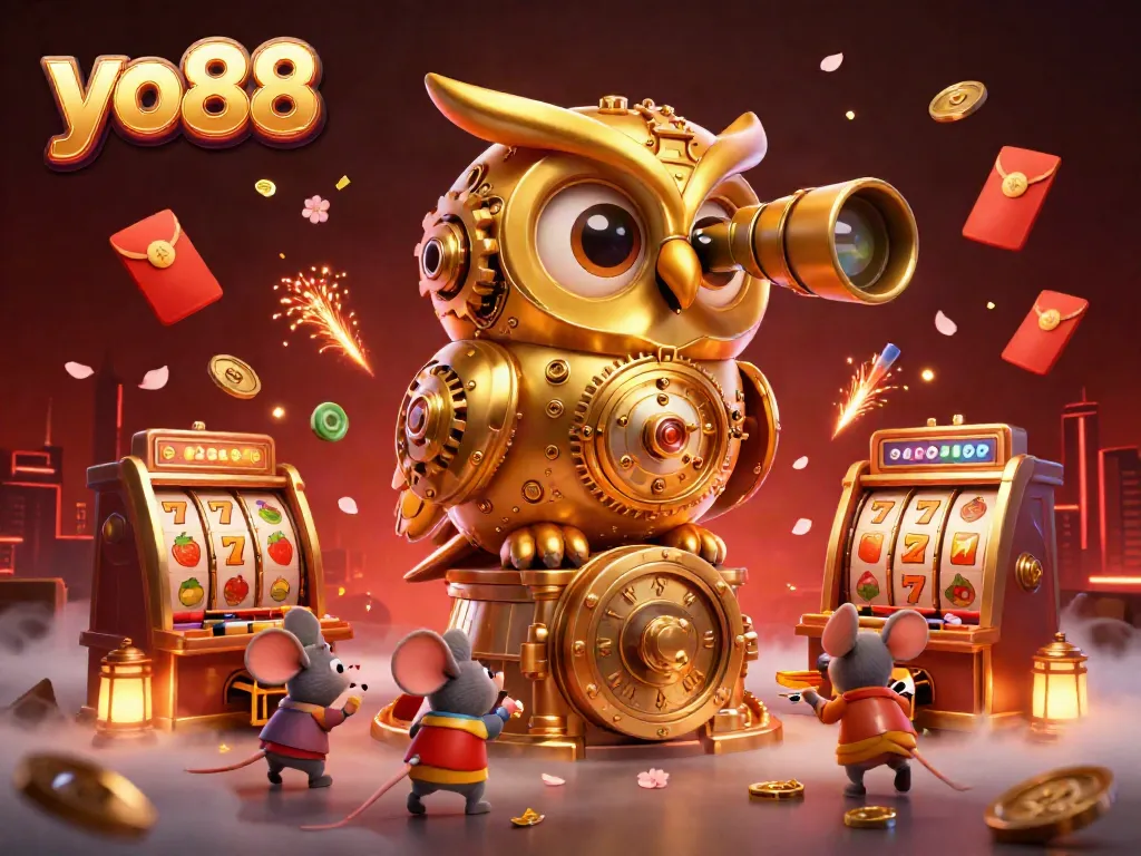 Experience thrilling wins at yo88 with vibrant slot machines and a fantastical scene of fortune.