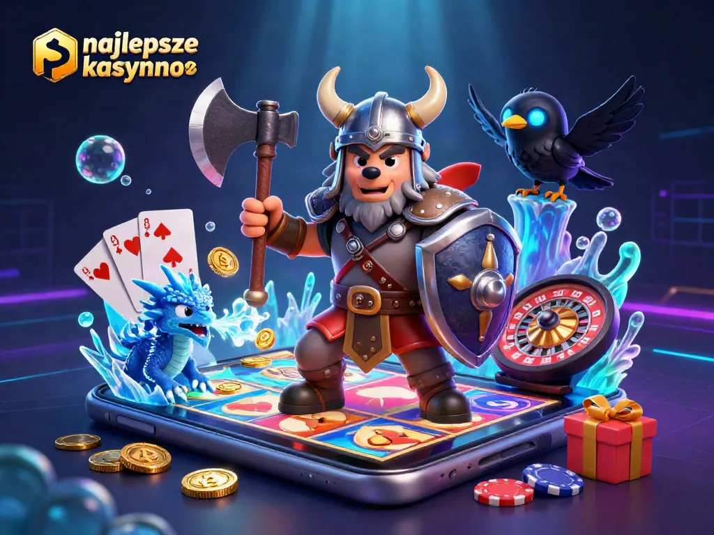 Spin and win at najlepsze kasyno bitcoin with a Viking warrior, fierce dragon, and glowing raven.
