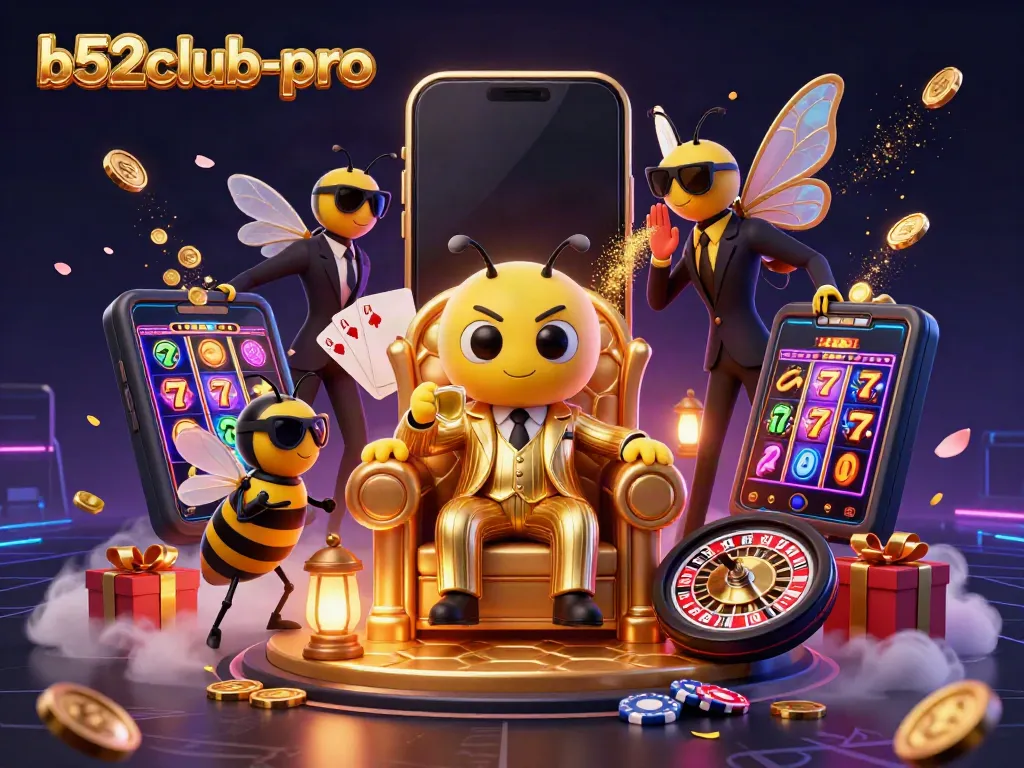 Play and win at b52club-pro with a vibrant cartoon casino illustration bringing the atmosphere alive.