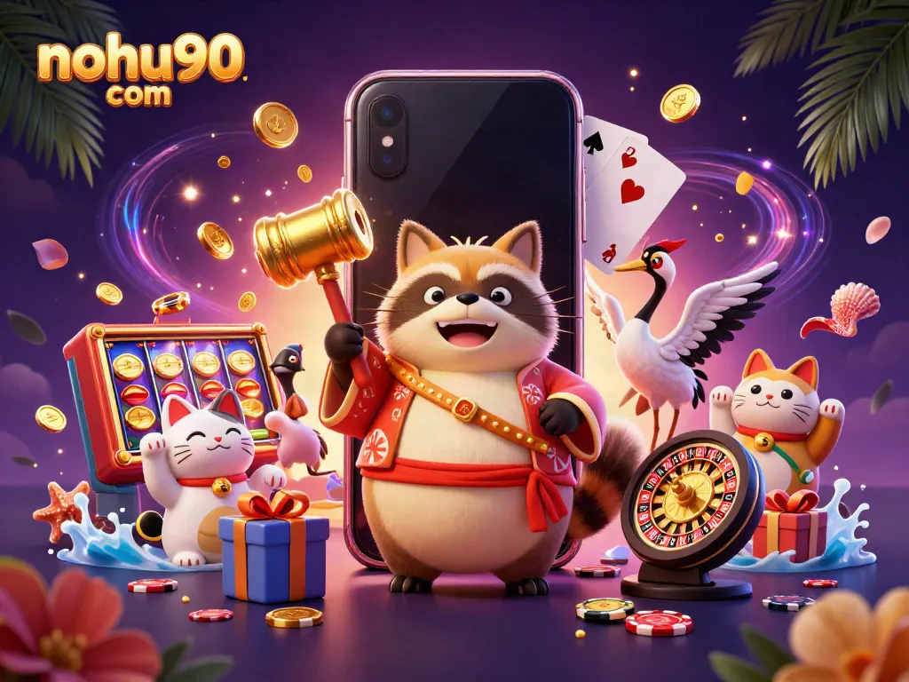 Engage with the rich gaming world at nohu90 com with vibrant characters, slot games, and promotional energy.