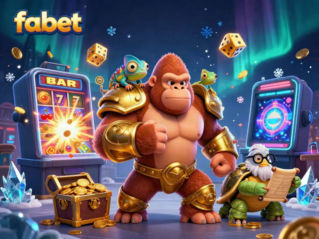 Engage with fabet's thrilling casino experience featured in a vibrant 3D illustration bursting with excitement.