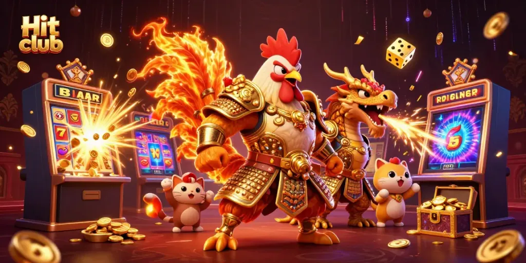 Win big with Hit club at the exhilarating casino, featuring vibrant characters and dynamic gaming elements.