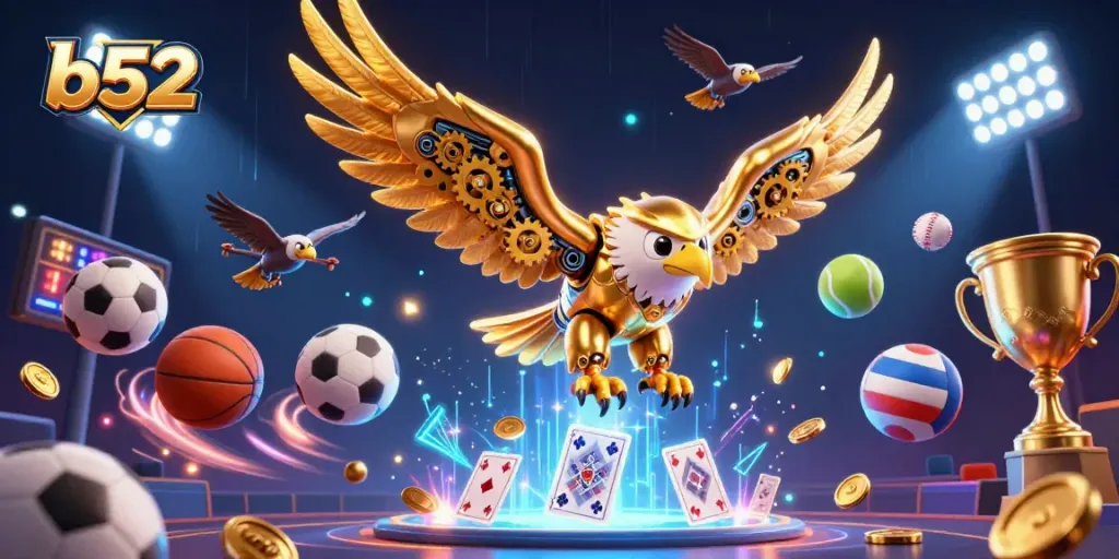 Engage with the vibrant b52 casino scene filled with sports elements and dynamic energy.