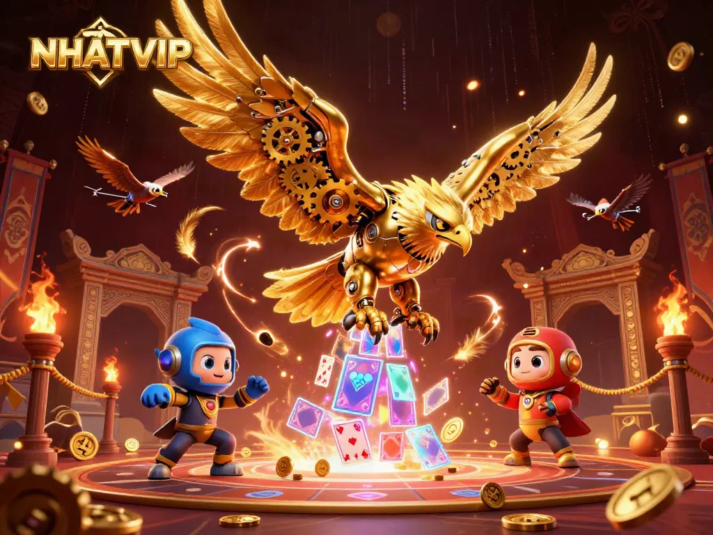 Play exciting games with NHATVIP in a vibrant 3D digital casino atmosphere.