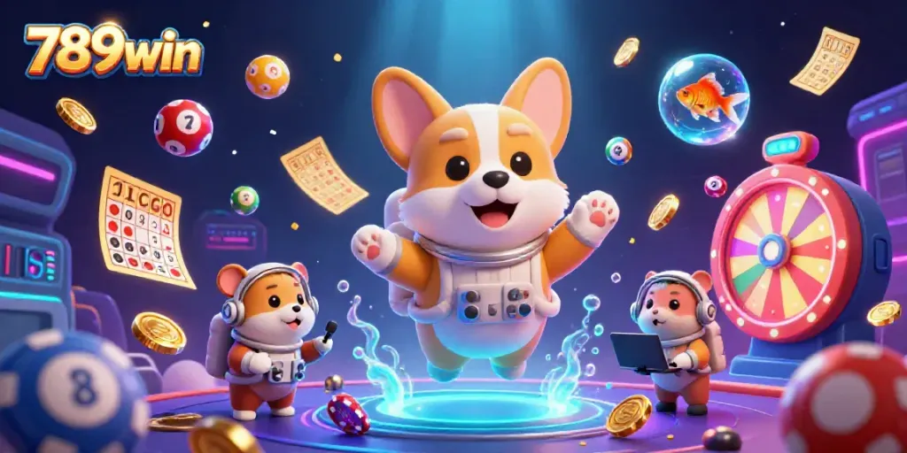 Experience thrills at 789win with a playful, colorful illustration of a space casino adventure.