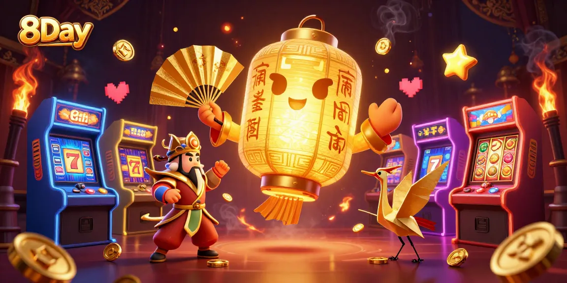 Experience thrilling slots at 8Day with vibrant symbols and golden gaming elements