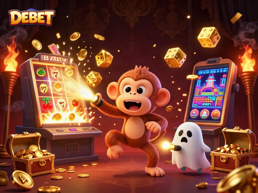 Engage with the DEBET casino world through thrilling juggles of coins, cards, and a playful ghost.
