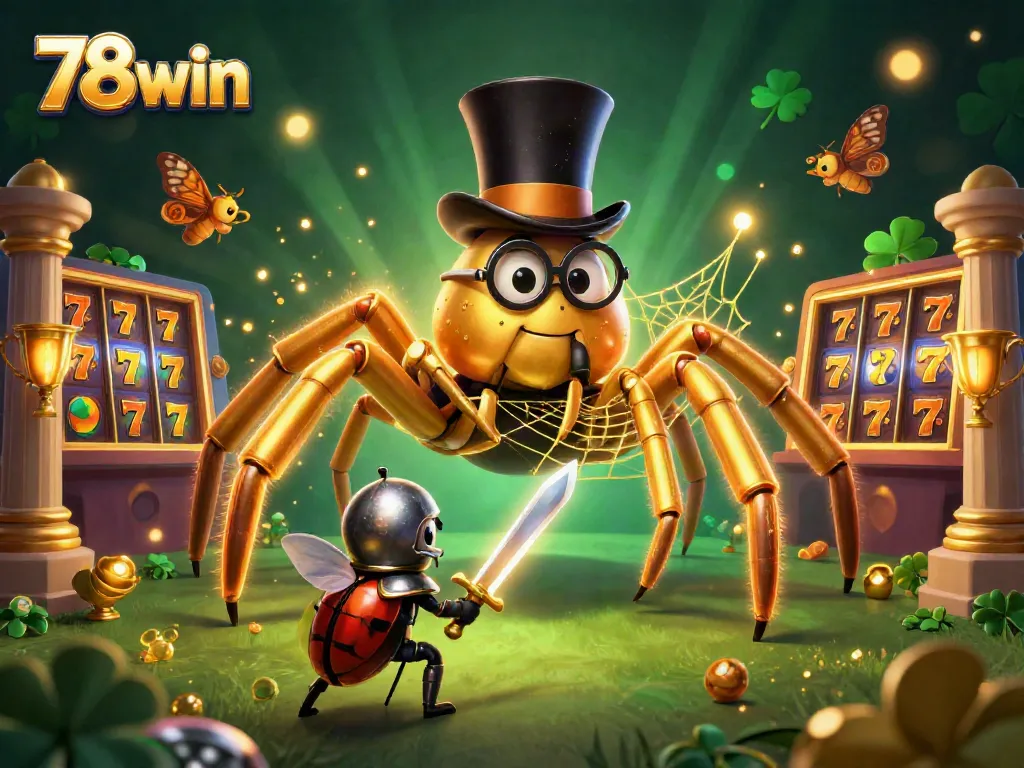Join the excitement at 78win with a vibrant casino scene featuring unique characters and slots.