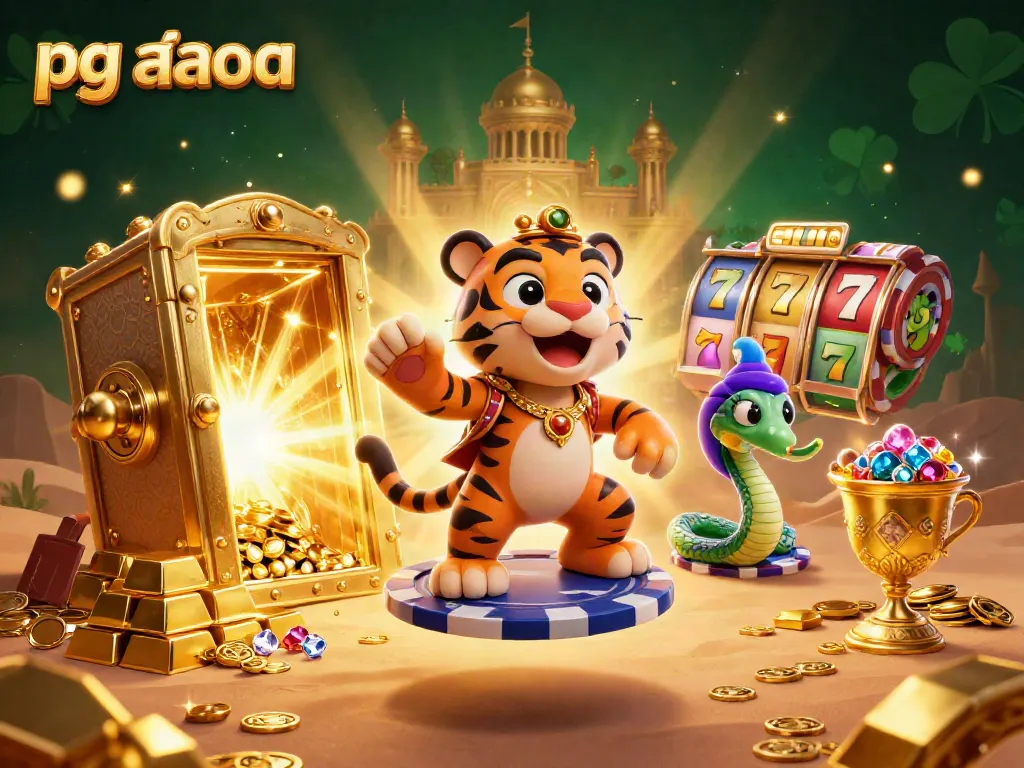 Engage in the vibrant world of pg สล็อต with dynamic slots elements vibrant in this rich 3D illustration.