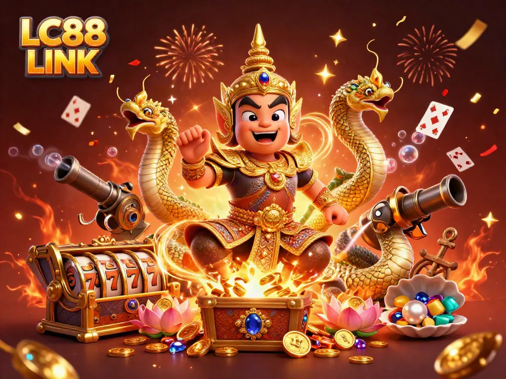 Experience the thrill with LC88 LINK featuring exciting 3D casino guardians and vibrant game elements.
