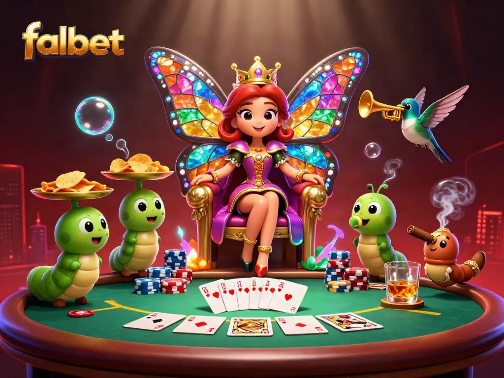 Experience thrilling gambling at fabet with vibrant poker action featuring a butterfly queen and lively casino elements.