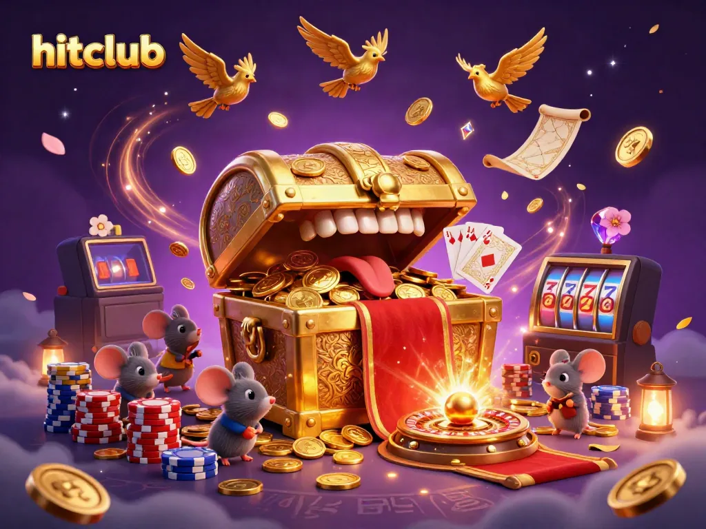 Experience hitclub excitement with a vibrant 3D casino scene filled with treasures and dynamic game elements.