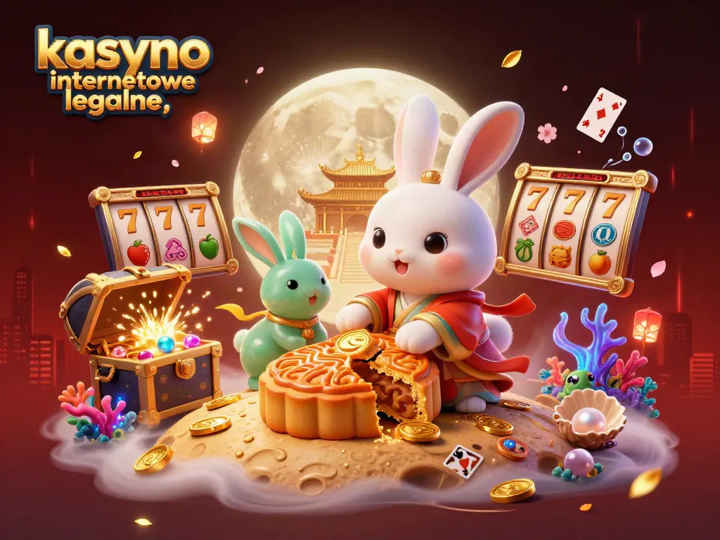 Experience the thrill of a kasyno internetowe legalne with animated moon rabbit celebrating, revealing poker chips.