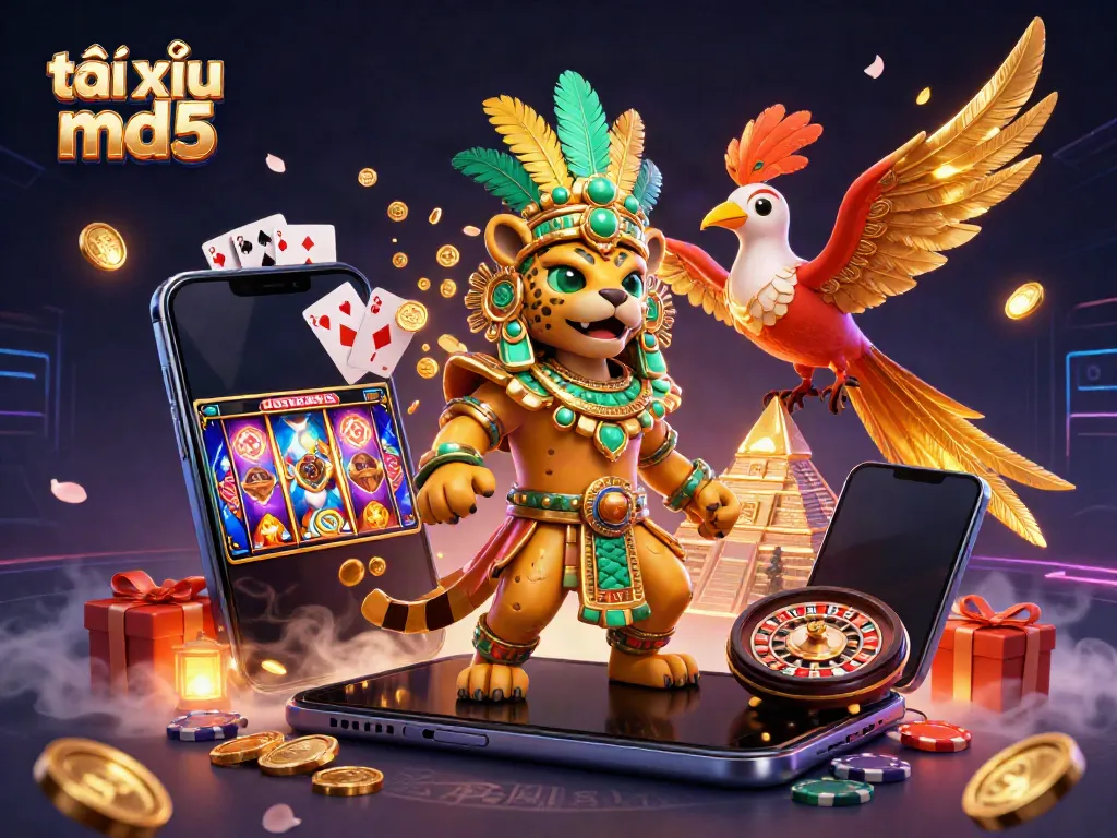 Experience the excitement of gambling with tài xỉu md5 in a vibrant 3D casino scene.