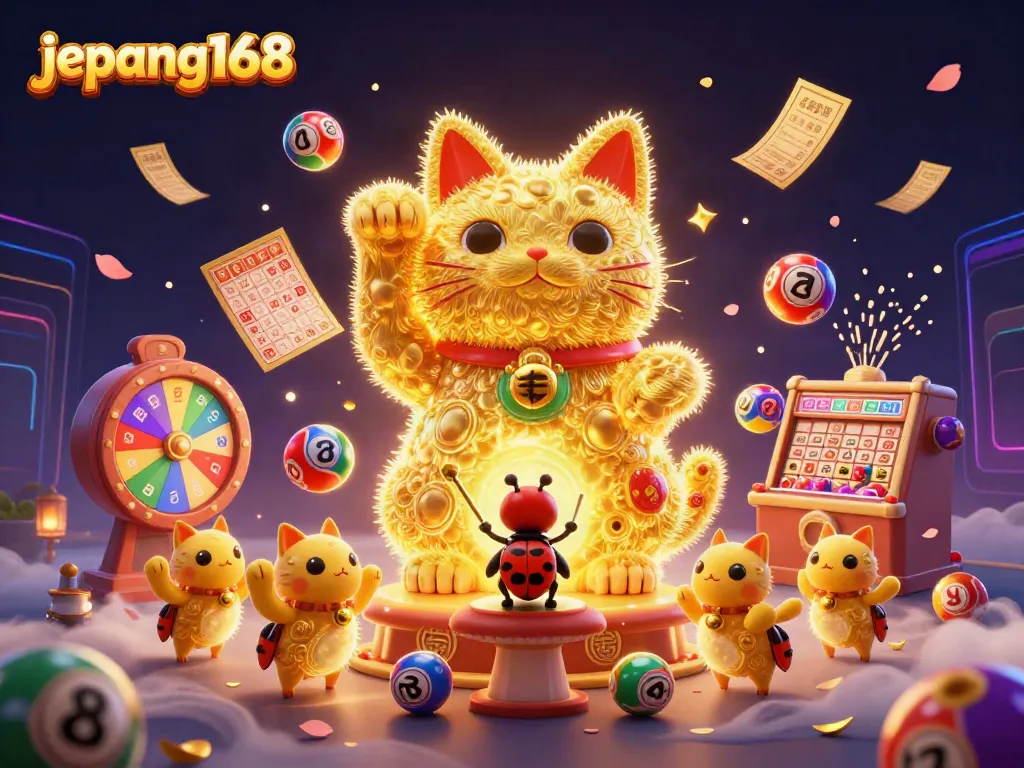 Experience the thrill of jepang168 with animated casino symbols and vibrant gaming elements in a dynamic scene.