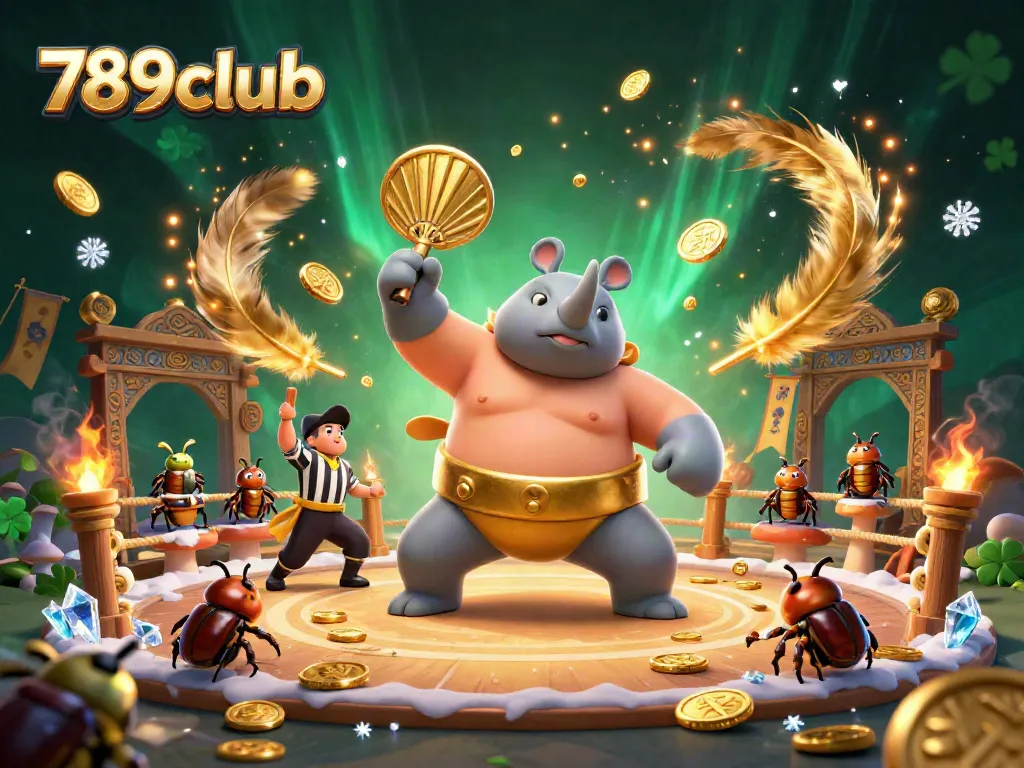 Experience thrilling gameplay at 789club featuring lively beetle champions in a vibrant casino arena.