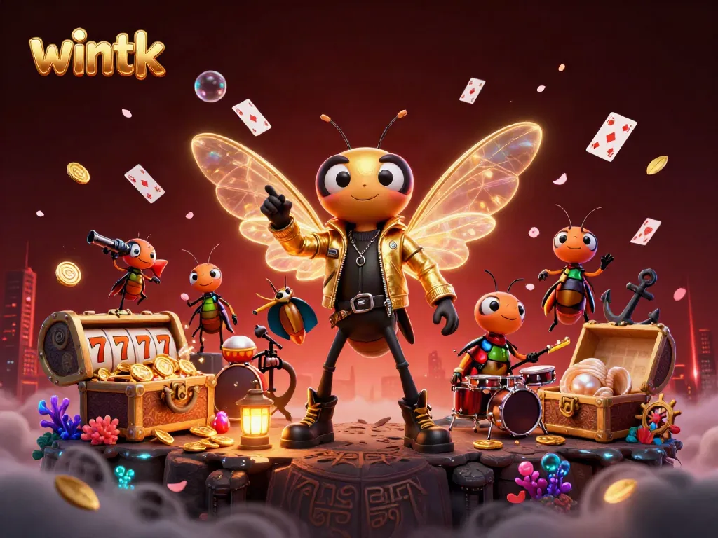 Engage in thrilling Wintk gaming action with a vibrant casino scene featuring dynamic characters.